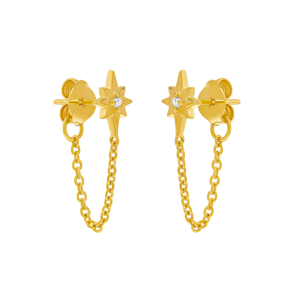 Celestial Light Gold Chain Studs