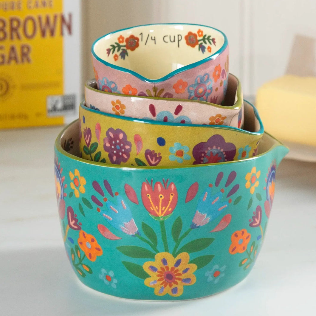 Folk Flower Ceramic Nesting Measuring Cups