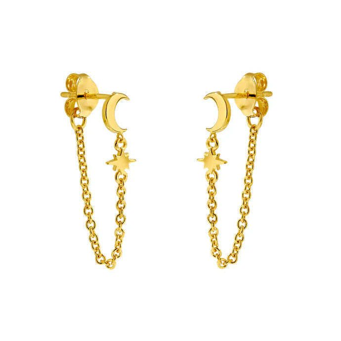 Gold Chained Night Sky Studs