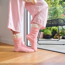 Load image into Gallery viewer, Light Pink Sherpa Lined Chenille Lounge Socks