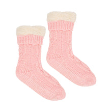 Load image into Gallery viewer, Light Pink Sherpa Lined Chenille Lounge Socks