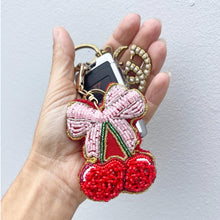 Load image into Gallery viewer, Cherries Beaded Bag Charm/Keyring