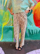 Load image into Gallery viewer, Choc/Mint Stripe Leopard Racer Pants - By Frankie