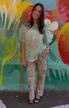 Load image into Gallery viewer, Choc/Mint Stripe Leopard Racer Pants - By Frankie