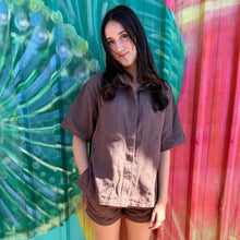 Load image into Gallery viewer, Chocolate Denim Shirt &amp; Short Set - By Frankie