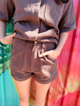 Load image into Gallery viewer, Chocolate Denim Shirt &amp; Short Set - By Frankie