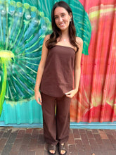 Load image into Gallery viewer, Chocolate Lace Trim Strapless Top &amp; Pant Set - By Frankie