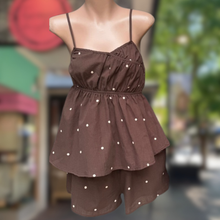 Load image into Gallery viewer, Chocolate Polka Dot Cami Top &amp; Short Set - By Frankie