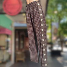 Load image into Gallery viewer, Chocolate/Blue Gingham Star Racer Pant - By Frankie