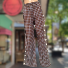Load image into Gallery viewer, Chocolate/Blue Gingham Star Racer Pant - By Frankie