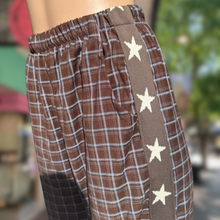Load image into Gallery viewer, Chocolate/Blue Gingham Star Racer Pant - By Frankie