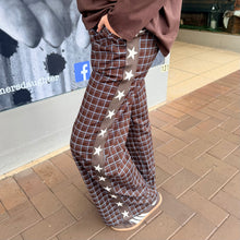 Load image into Gallery viewer, Chocolate/Blue Gingham Star Racer Pant - By Frankie