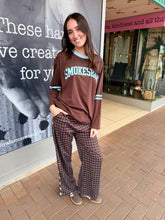 Load image into Gallery viewer, Chocolate/Blue Gingham Star Racer Pant - By Frankie
