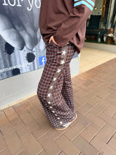 Load image into Gallery viewer, Chocolate/Blue Gingham Star Racer Pant - By Frankie