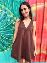 Load image into Gallery viewer, Chocolate Lace Trim Mini Dress - By Frankie