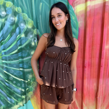 Load image into Gallery viewer, Chocolate Polka Dot Cami Top &amp; Short Set - By Frankie
