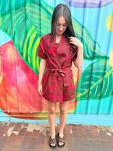 Load image into Gallery viewer, Chocolate/Red Print Kimono - By Frankie