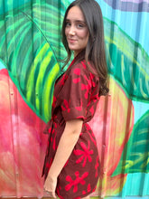 Load image into Gallery viewer, Chocolate/Red Print Kimono - By Frankie