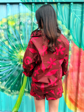 Load image into Gallery viewer, Chocolate/Red Print LS Top &amp; Short Set - By Frankie