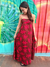 Load image into Gallery viewer, Chocolate/Red Print Strapless Maxi Dress - By Frankie