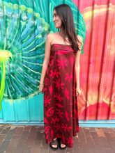 Load image into Gallery viewer, Chocolate/Red Print Strapless Maxi Dress - By Frankie