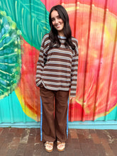 Load image into Gallery viewer, Chocolate/Blue Stripe Racer Pants - By Frankie