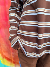 Load image into Gallery viewer, Chocolate/Sky Blue Stripe Jersey Top - By Frankie