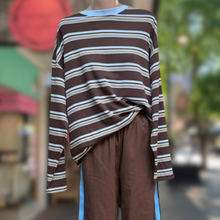 Load image into Gallery viewer, Chocolate/Sky Blue Stripe Jersey Top - By Frankie