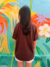 Load image into Gallery viewer, Chocolate 'Slow Living' Hibiscus T-Shirt - By Frankie