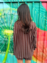 Load image into Gallery viewer, Chocolate/White Stripe LS Top &amp; Short Set - By Frankie