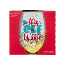 Load image into Gallery viewer, &#39;This Elf Runs on Wine&#39; Stemless Glass