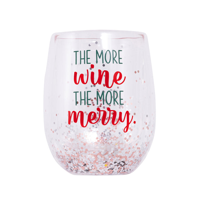 'The More Wine The More Merry' Stemless Glass