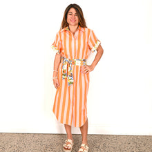 Load image into Gallery viewer, "Salma" Scoop Hem Shirt Dress in 'Cinque Terre Sunset' Print - Palm Cove