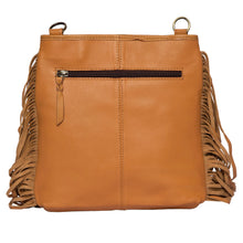 Load image into Gallery viewer, Clarence Tan &amp; White Tooled Leather Cowhide Bag With Fringing
