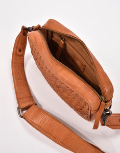 Cognac Millner Woven Leather Camera Bag - Cobb & Co