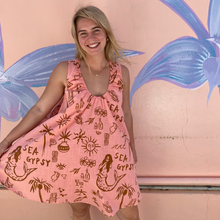 Load image into Gallery viewer, Coral Sea Gypsy Mini Dress - By Frankie