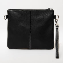 Load image into Gallery viewer, Black &amp; White Costa Rica Tooled Leather Cowhide Clutch Bag