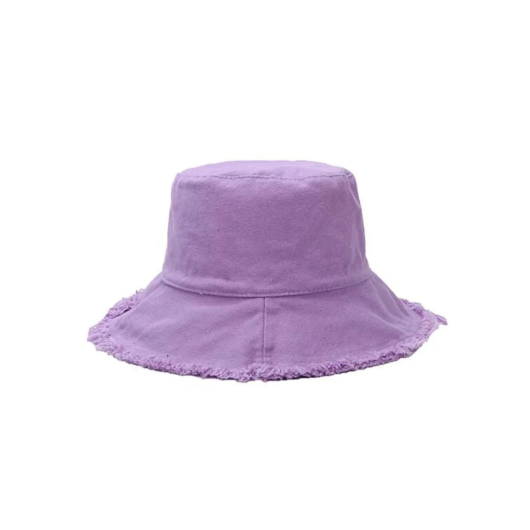 Lilac Frayed Edge Bucket Hat