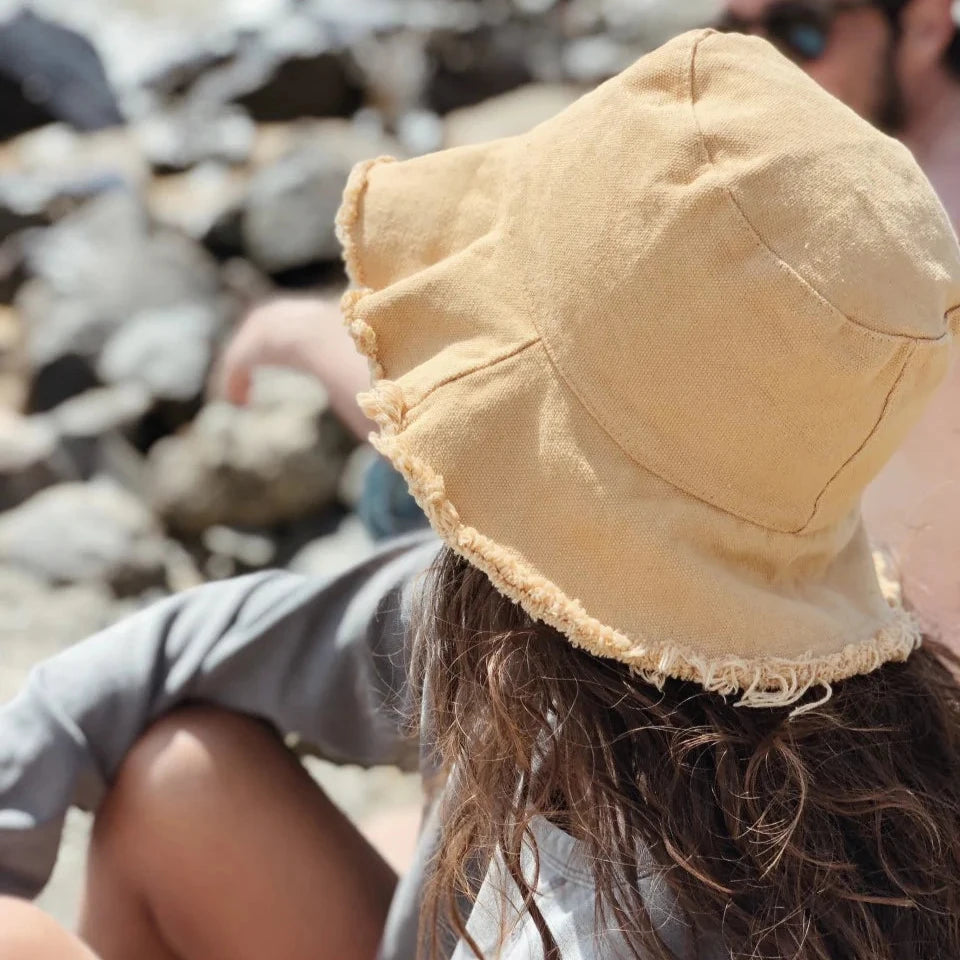 Mustard Frayed Edge Bucket Hat