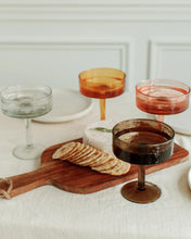 Load image into Gallery viewer, Set of 2 Clear Coupe Cocktail Glasses - Handblown Recycled Glass