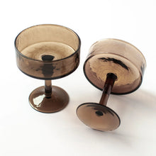 Load image into Gallery viewer, Set of 2 Smoke Coupe Cocktail Glasses - Handblown Recycled Glass