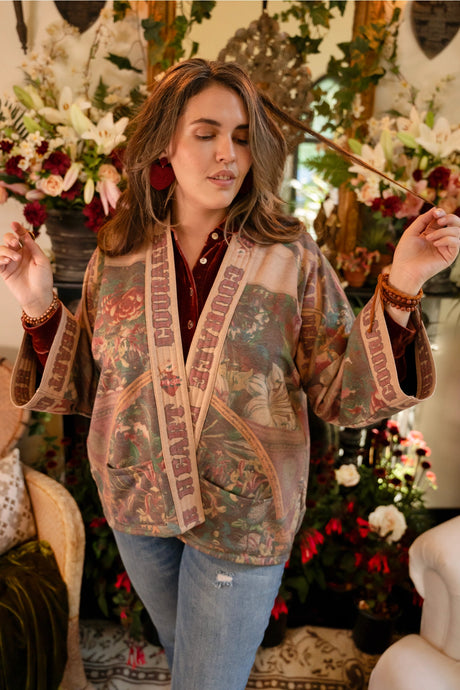 'Courage Dear Heart' Fleece Cottage Cardigan Jacket - Market of Stars