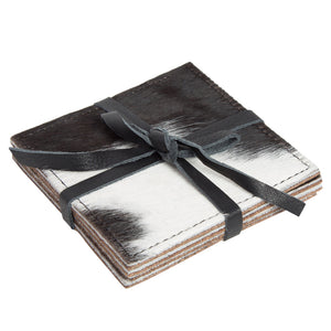 Black & White Cowhide Coasters - Set of 4