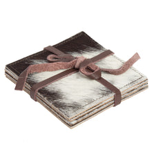 Load image into Gallery viewer, Brown &amp; White Cowhide Coasters - Set of 4