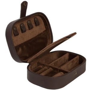 Travel Jewellery Box Brown & White Cowhide Leather