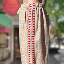 Load image into Gallery viewer, Cream Leopard Racer Pants with Red Hearts - By Frankie