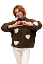 Load image into Gallery viewer, Chocolate Cuore Wool Mix Knit Sweater with Hearts