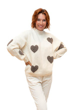 Load image into Gallery viewer, Cream Cuore Wool Mix Knit Sweater with Hearts