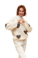 Load image into Gallery viewer, Cream Cuore Wool Mix Knit Sweater with Hearts