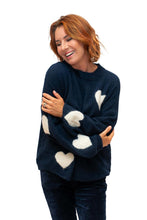 Load image into Gallery viewer, Navy Cuore Wool Mix Knit Sweater with Hearts